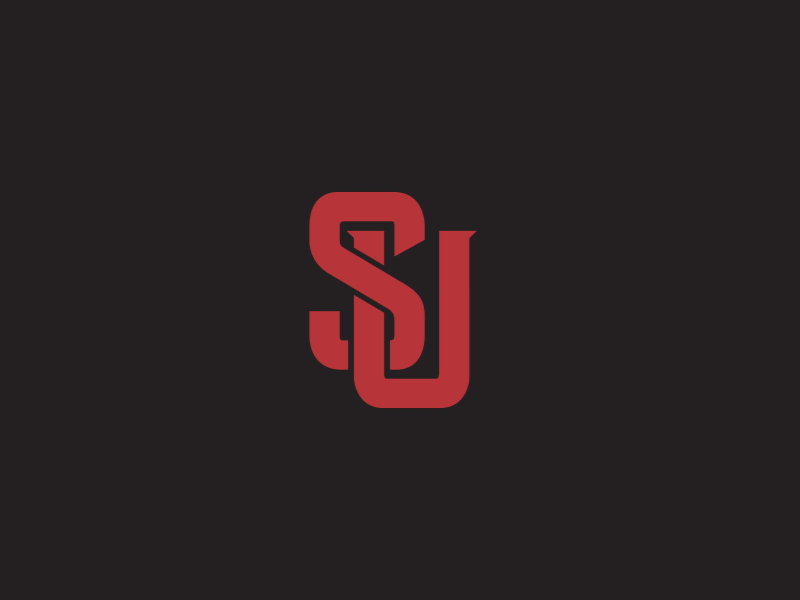 Seattle University SU logo animation with letters drawn on then sliding together to form the interlocking monogram